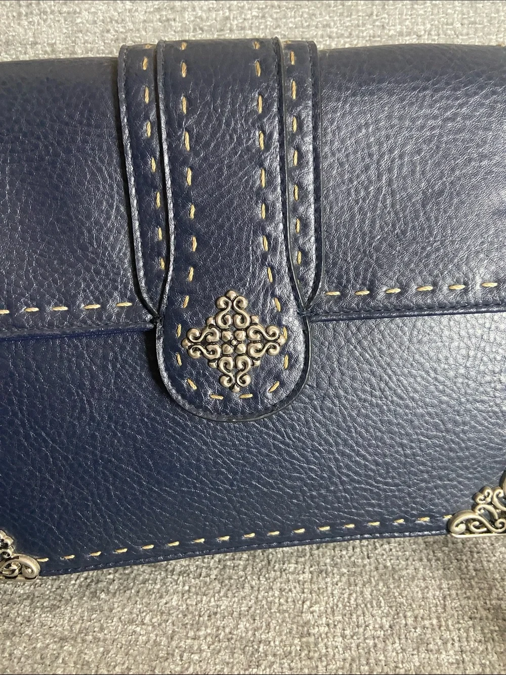 Women's Navy Crossbody Bag with Decorative Hardware
